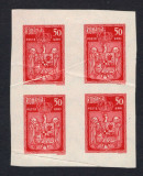 Ro-164-Romania 1922-Incoronarea regel Ferdinand-bloc de 4- 50 bani rosu NDT MNH, Nestampilat