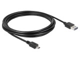 Cablu DELOCK USB 2.0 USB A bilateral - USB B mini aurit 3m, cod 83364