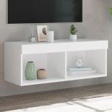 vidaXL Comodă TV cu lumini LED, alb, 80x30x30 cm