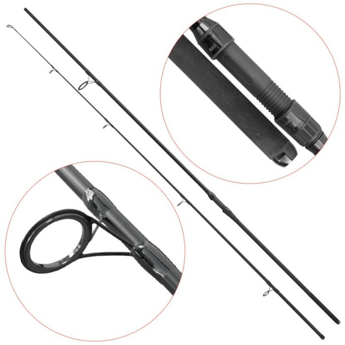 Lanseta fibra de carbon Baracuda Black Stone 3,60 m A: 3,0 lbs.