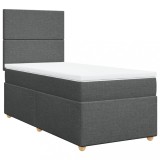 Cumpara ieftin Pat box spring cu saltea, gri inchis, 90x200 cm, textil