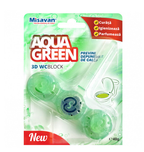 Odorizant Toaleta Misavan Aqua Green 3D, 40g