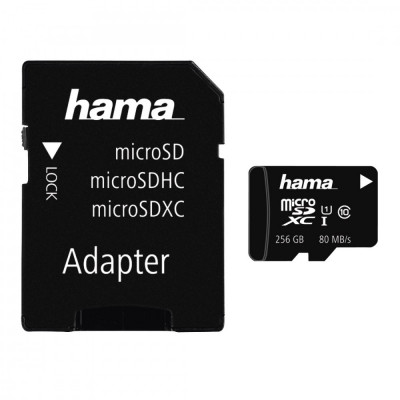 Card De Memorie MicroSDXC Hama 256GB Clasa 10 UHS-I 80MB/s + Adaptor 42506807 foto