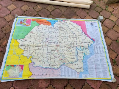 (2) Harta veche didactica mare: Romania in anii 1918-1940, Bucuresti 1997 foto