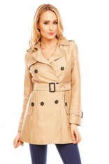 U596-155 Palton casual cu nasturi si centura in talie