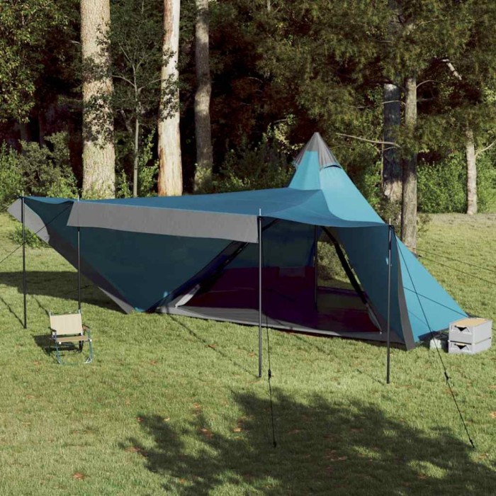 vidaXL Cort de familie Tipi pentru 8 persoane, albastru, impermeabil