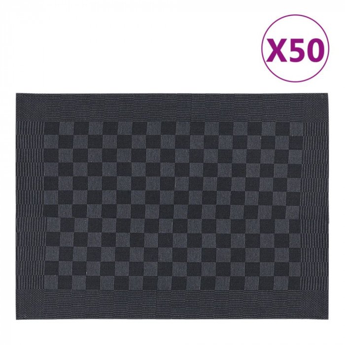 vidaXL Prosoape de bucătărie 50 buc. negru și gri 50x70 cm bumbac