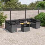 Cumpara ieftin Gossi set canapele de gradina cu perne, 11 piese, negru, poliratan