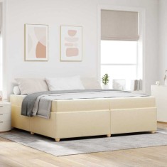 vidaXL Cadru de pat cu saltea Crem 200 x 200 cm țesătură 3399382