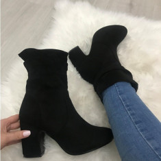 Cizme botine dama negre imblanite cu toc marime 41+CADOU