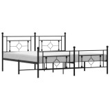 Cumpara ieftin Cadru pat metalic cu tablii de cap/picioare, negru, 183x213 cm