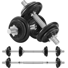 SONGMICS Set gantere si haltera reglabile, integral din otel, 20kg Household NewTrend foto