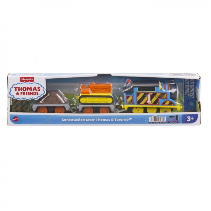 THOMAS LOCOMOTIVA MOTORIZATA ECHIPA PE SANTIER THOMAS AND TERENCE CU 2 VAGOANE SuperHeroes ToysZone