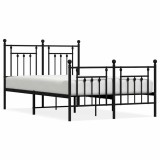 Cumpara ieftin Cadru pat metalic cu tablie de cap/picioare, negru, 120x200 cm