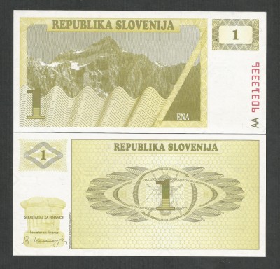 SLOVENIA 1 TOLAR 1990 UNC [1] P- 1 a , necirculata foto