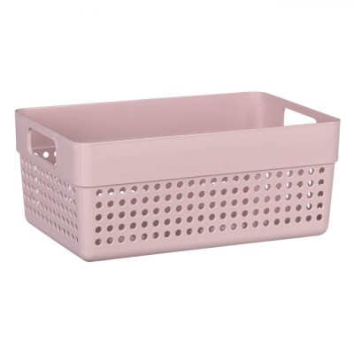 Coș Depozitare Plastic, Model Perforat, Capacitate 3.5L, Roz foto