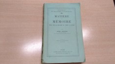 MATIERE ET MEMOIRE-HENRI BERGSON foto