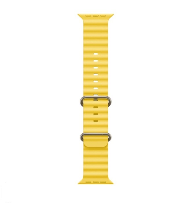 Curea smartwatch,THD, modelul Ocean, compatibila cu Apple Watch Ultra2 49 mm, Apple Watch 45 mm seria 9, Apple Watch SE 44 mm, marime universala, galb