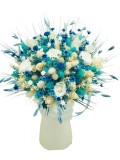 Buchet mediu personalizabil cu trandafiri si flori uscate (Bleu, Alb), Eventissimi&reg;