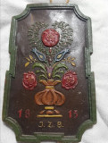 Tablou Antic din Ceară de Albine cu Motiv Floral An 1812