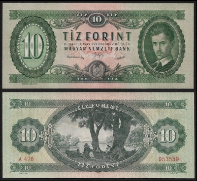 UNGARIA █ bancnota █ 10 Forint █ 1949 █ P-164 █ UNC █ necirculata foto