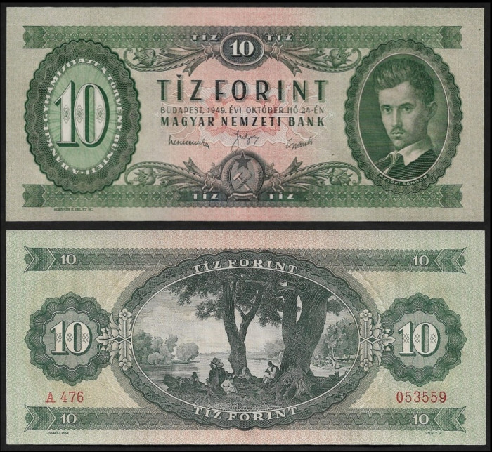 UNGARIA █ bancnota █ 10 Forint █ 1949 █ P-164 █ UNC █ necirculata
