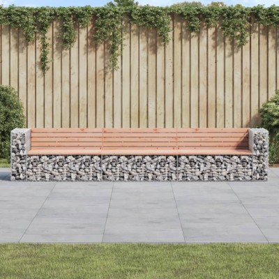 vidaXL Bancă de grădină tip gabion,347x71x65,5 cm, lemn masiv Douglas foto