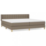Cumpara ieftin Pat box spring cu saltea, gri taupe, 200x200 cm, textil