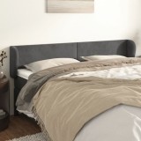 vidaXL Tăblie de pat cu aripioare gri &icirc;nchis 183x23x78/88 cm catifea