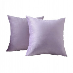 Set 2 huse pernute decorative din catifea cu fermoar, 45x45 cm, Madison, densitate 700 g/ml, Very light purple
