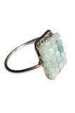 B306 Inel cu Amazonite pe dreptunghi, fir metalic argintiu, Bleu, 5.7 cm, 57 - 67, RavariuArt