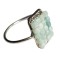 B306 Inel cu Amazonite pe dreptunghi, fir metalic argintiu, Bleu, 5.7 cm