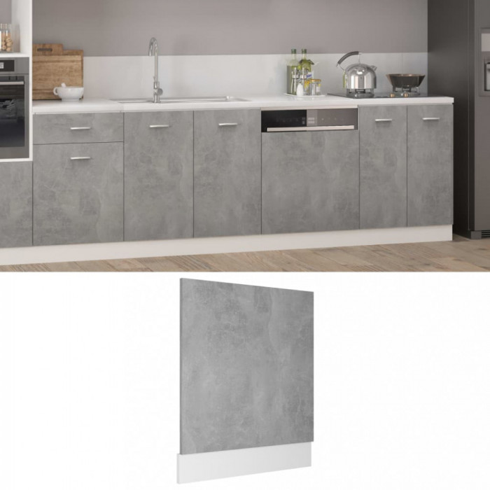 vidaXL Panou frontal mașină spălat vase &ldquo;Lyon&rdquo;, gri beton 59,5x3x67 cm 802566