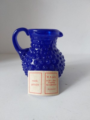 Vaza / carafa de sticla, albastru colabt, Glassstudio Zalto, Austria, cu eticheta originala, foto