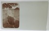 TANARA STAND PE MARGINEA UNUI PODET , FOTOGRAFIE IN MEDALION , PE CARTE POSTALA , SFARSITUL SEC. XIX