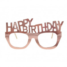 Ochelari din carton, Happy Birthday, rose gold, 4buc/set foto