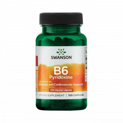Vitamina B6 Pyridoxine 100 miligrame 100 capsule Swanson foto