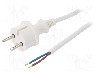 Cablu alimentare AC, 2m, 2 fire, culoare alb, cabluri, CEE 7/17 (C) mufa, PLASTROL - W-98361