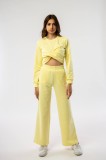 Set Sport Copii Bumbac Galben Upway Pantaloni Bluza, Talie Inalta, Fabricat in Romania