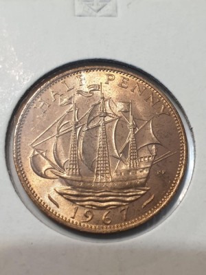 F3 Anglia 1/2 penny 1967 UNC foto