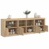 VidaXL Servantă cu lumini LED, stejar sonoma, 202x37x67 cm