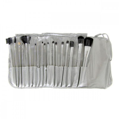 Set 18 pensule pentru make-up, Global Fashion, culoare argintie foto
