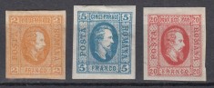 ROMANIA 1865 LP 15 LP 16 LP 17 ALEXANDRU IOAN CUZA EFIGIA DOMNITORULUI IN OVAL IN OVAL GUMA ORIGINALA 2PARALE+5 PARALE HARTIE VARGATA