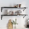Set 2 Rafturi Perete Gossi 100x30x3 cm Negru Otel Inoxidabil, Rafturi Suspendate, Rafturi Depozitare, Rafturi Living, Rafturi Moderne