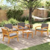 Set Bistro cu 5 Piese cu Perne - Lemn masiv de acacia