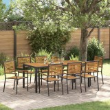 VidaXL Set de masă pentru grădină 9 pcs Negru 190 x 90 x 75 cm