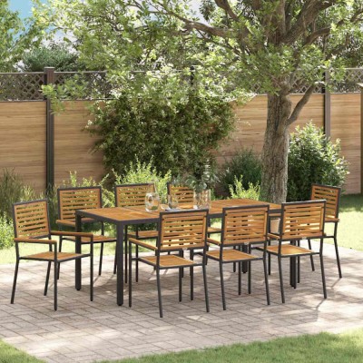 vidaXL Set de masă pentru grădină 9 pcs Negru 190 x 90 x 75 cm 3365444 foto