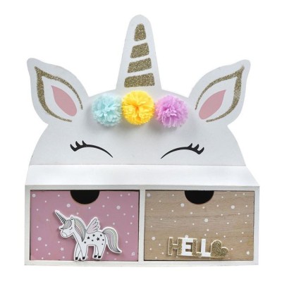 Cutie decorativa cu 2 sertare, ConceptSeller din lemn, model unicorn, 26 x 10 x 27 cm foto