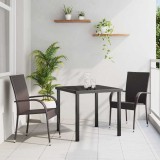 Cumpara ieftin Set de masă pentru grădină 3 pcs Maro Rattan poli