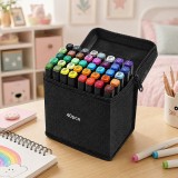 Cumpara ieftin Set 40 markere multicolore cu 2 capete pentru scriere, geanta depozitare inclusa